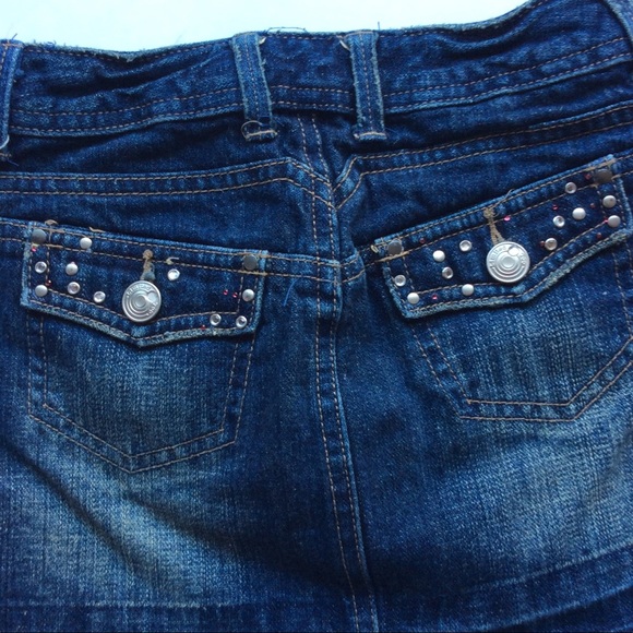 Limited too Girls Micro Mini Cut Off Blue Jean Skirt (skort) w/ Shorts Sz7 - Picture 6 of 9